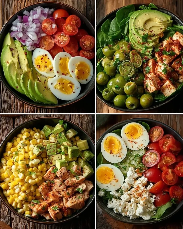 A colorful avocado egg salad bowl with fresh ingredients and garnishes