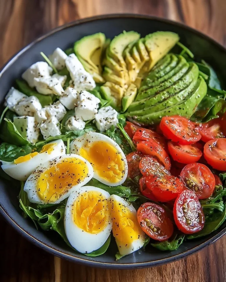 Avocado egg salad bowl topped with fresh herbs and served in a vibrant dish.