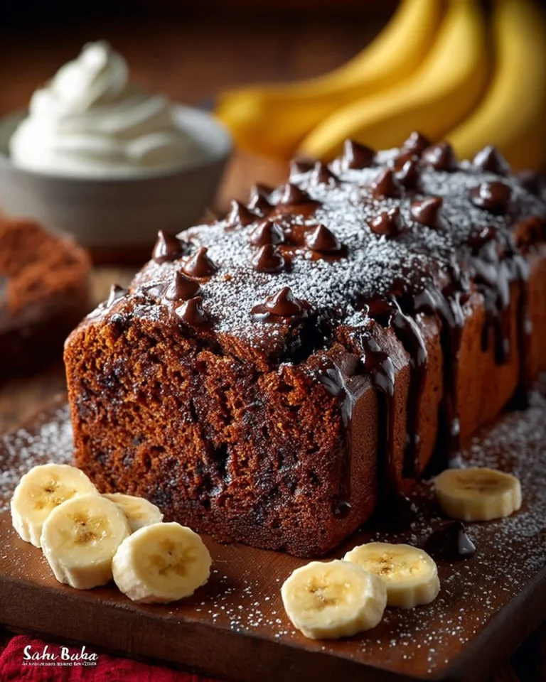 Bananowe ciasto czekoladowe z czekoladą i dojrzałymi bananami