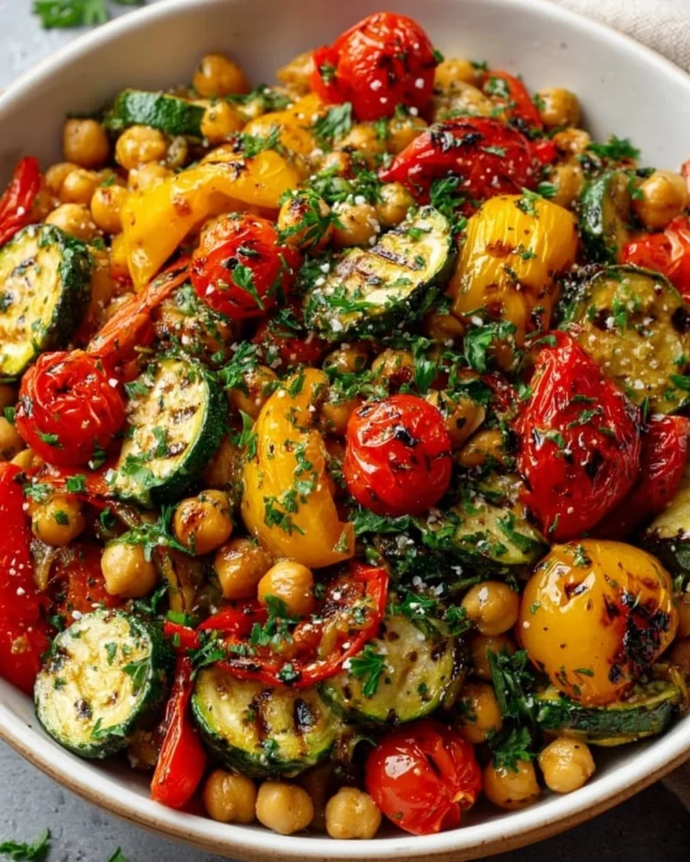 Chickpea Salad with Zucchini, Tomato, and Garlic Vinaigrette