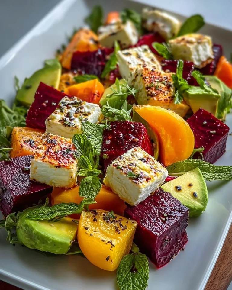 Golden Halloumi and Roasted Pumpkin Salad with Whipped Ricotta Clouds