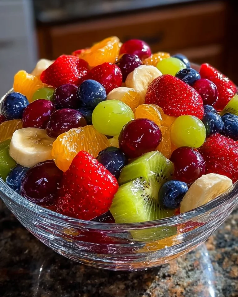 Colorful Rainbow Fruit Salad Bowl with various fresh fruits