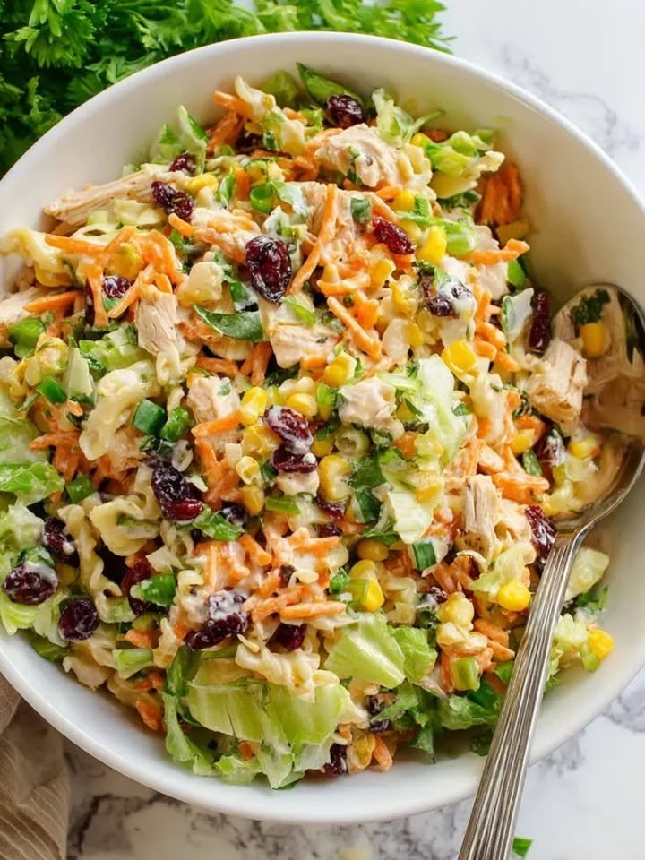 Sałatka imprezowa z kurczakiem i makaronem orzo