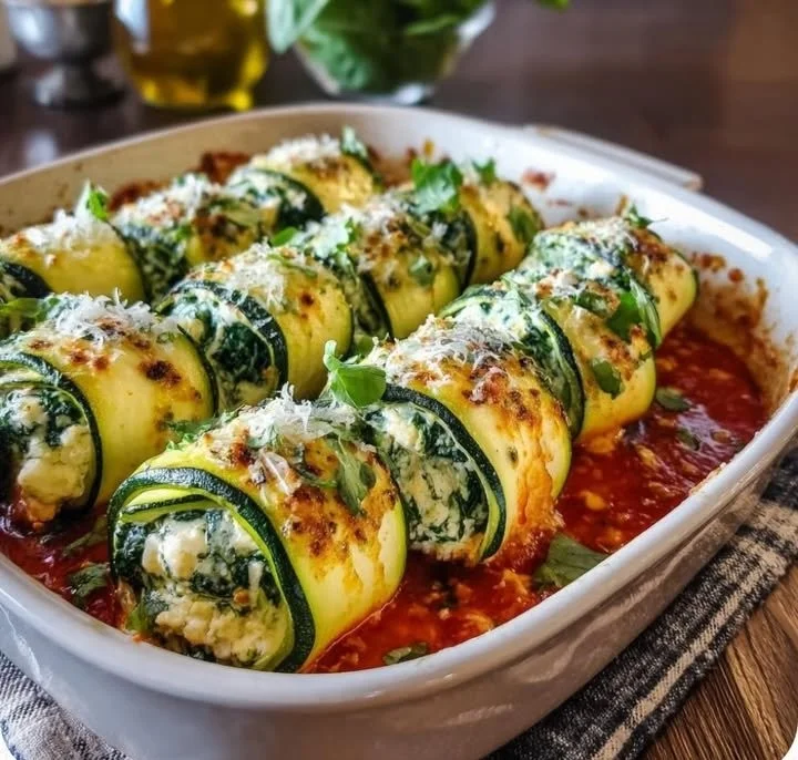 Zapiekane Roladki z Cukini z Ricottą i Szpinakiem