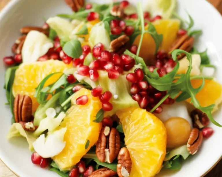 Sałatka z pieczonych buraków z awokado i cytrusami na talerzu