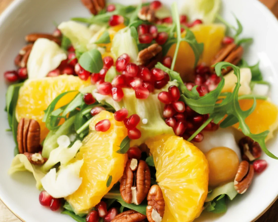 Sałatka z pieczonych buraków z awokado i cytrusami na talerzu