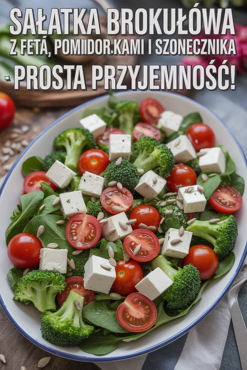 Sałatka brokułowa z fetą, pomidorkami i pestkami słonecznika - prosta przyjemność!